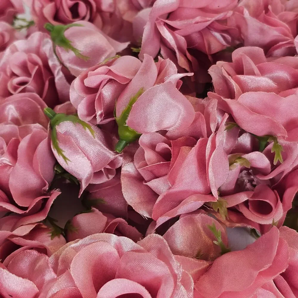 100 Pink Satin Rose Heads Stemless Wedding Floral Craft DIY 2.5in Flowers